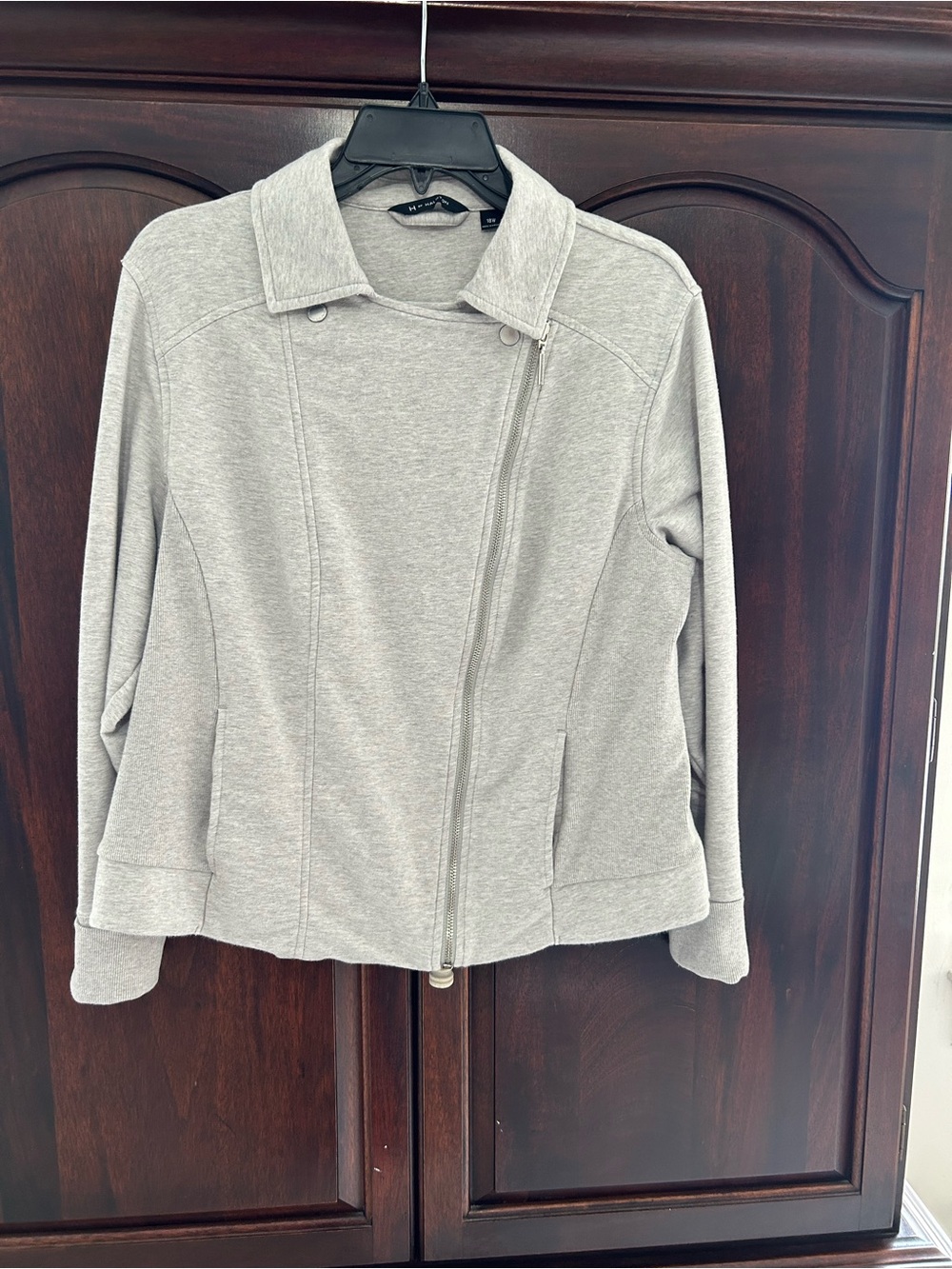 H by Halston Light Gray Zip-Front Moto Jacket